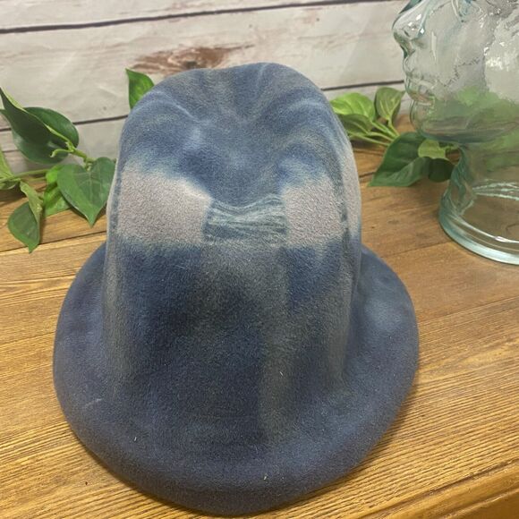 Rafi De Luca Wearable Art To Wear Made in Italy Lapin Fur Hat Blue Gray Tie Dye - Picture 12 of 13